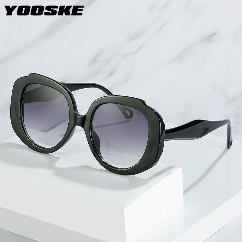 

Sunglasses YOOSKE Big Frame Round For Women Men Designer Sun Glasses Ladies Gradient Black Goggles Shades UV400