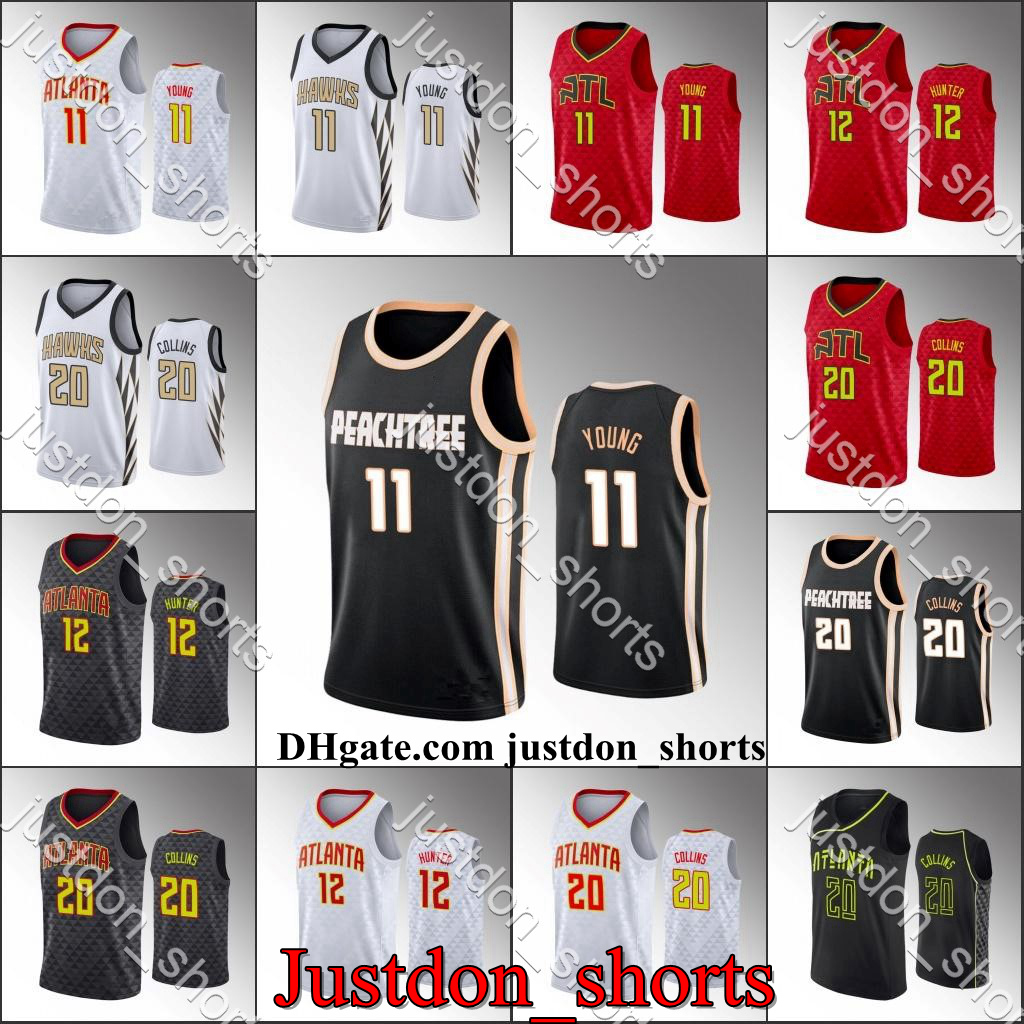 

Mens Trae Young John Collins Deandre Hunter City White Black Edition New Uniform Hot Press Basketball Jerseys Shirts Camisetas, Black;red