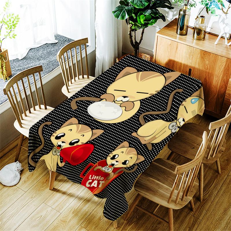 

Little Cat Tablecloth Creative Cartoon Pattern For Children Polyester Comfortable Waterproof Table Cloth Cover Home