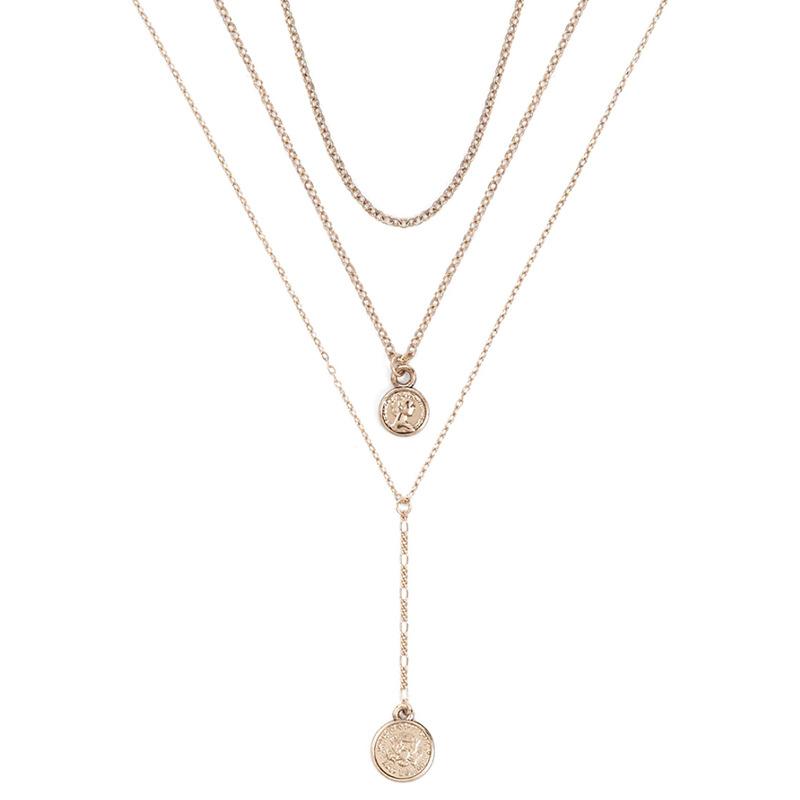 

Pendant Necklaces The States Face Card Sautoir Personality Three Pendants Multilayer Metallic Necklace Female XL503 By Hand