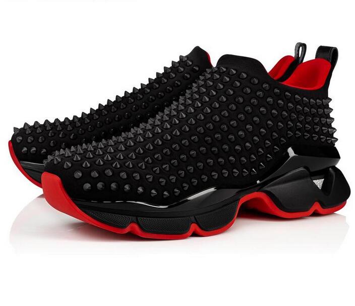 

luxury brand Designers Shoes Red Trainers Leather Men Sneaker Fashion Shoe Black Flat Booties Top Sneakers Boots with box, Color 6