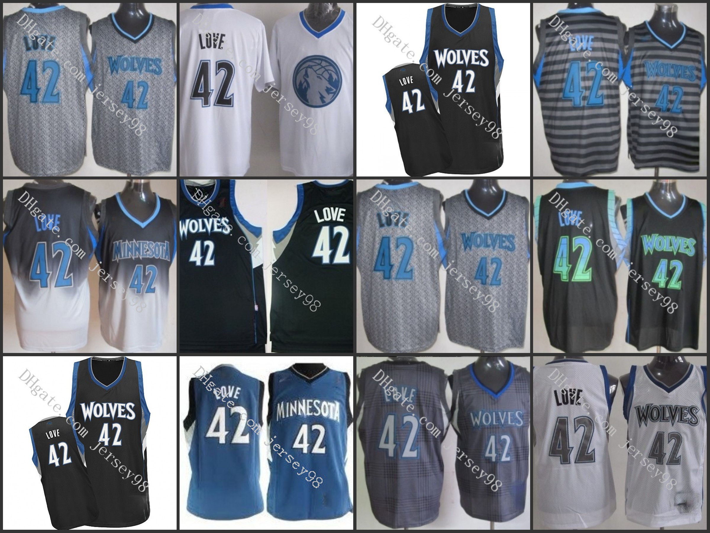

Minnesota Timberwolves men #42 Kevin Love retro Basketball Jersey, Black