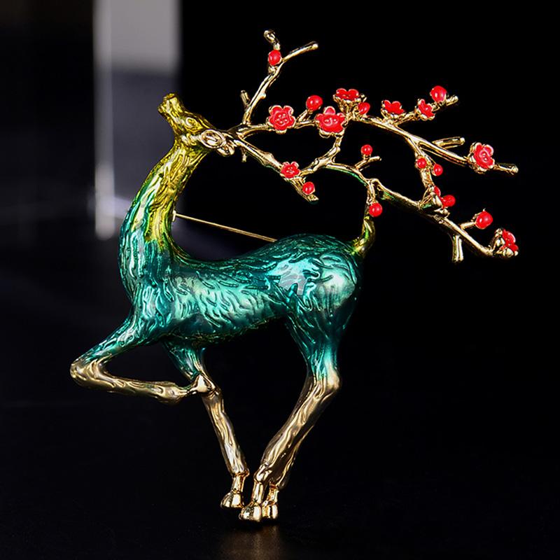 

Pins, Brooches Zlxgirl Jewelry Brand Colorful Enamel Reindeer For Women Year Gifts Gold Scarf Pins Fine Hijab