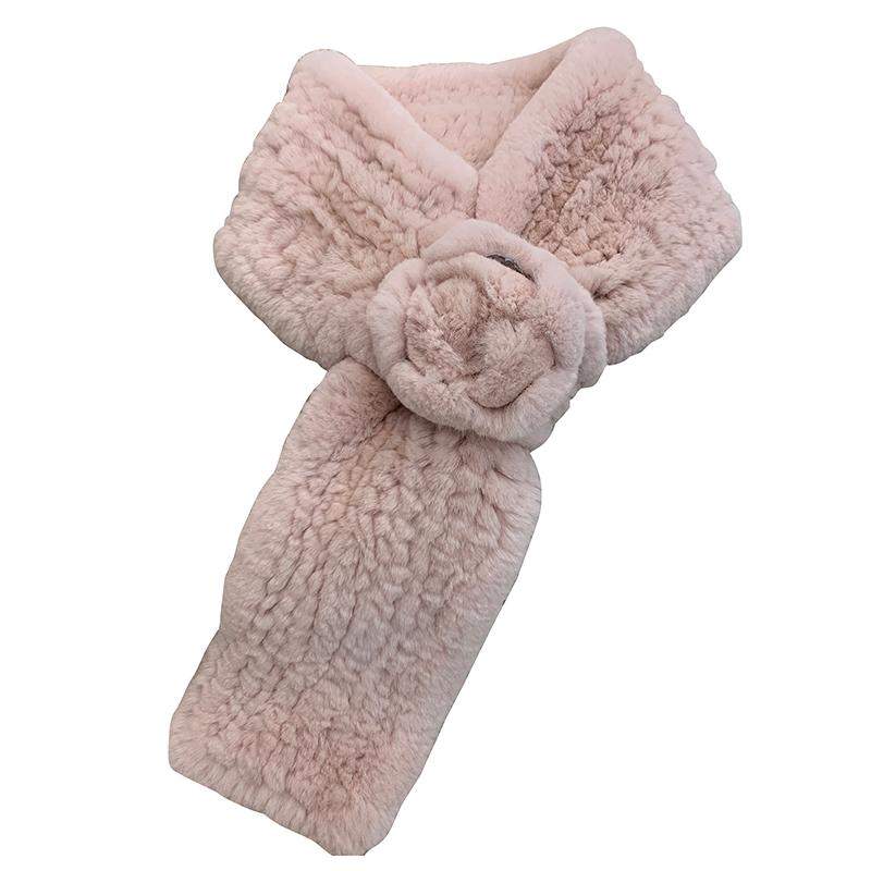 

Scarves Women's 100% Real Rex Fur Scarf With Flowers Warm Knitted Soft Winter Stole Shrug Shawl Wraps Collar