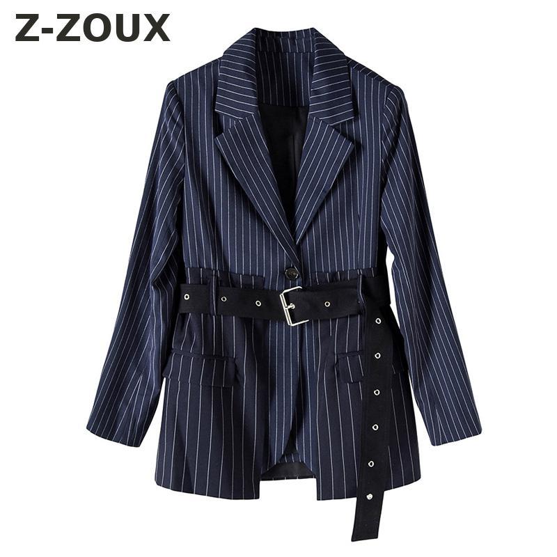 

Women' Suits & Blazers Z-ZOUX Women Blazer Single Breasted Striped Long Sleeve Ladies Jacket With Belt All Match Suit Coat Autumn, Black