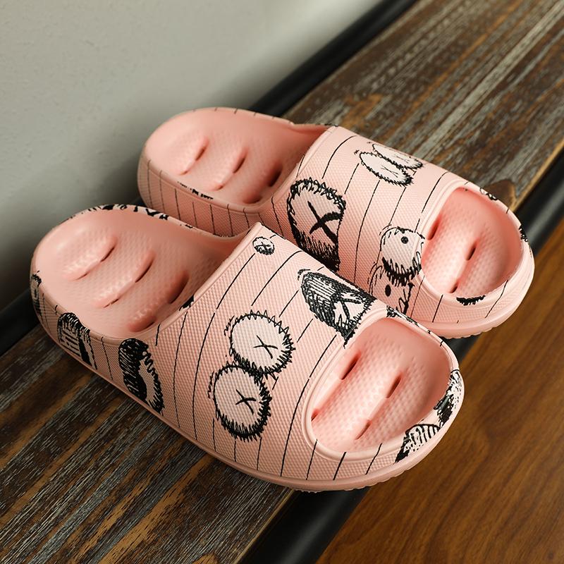 

Hole Leaking Slippers Women Bathroom Shoes 2021 Slides Anti-slip Summer Indoor Home Household Bath Sandals Men, Black