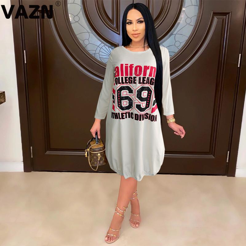 

Top Quality Letter Simple Nature Daily Casual Regular Young Free Style Full Sleeve Women Straight Midi Dress Dresses, Black;gray