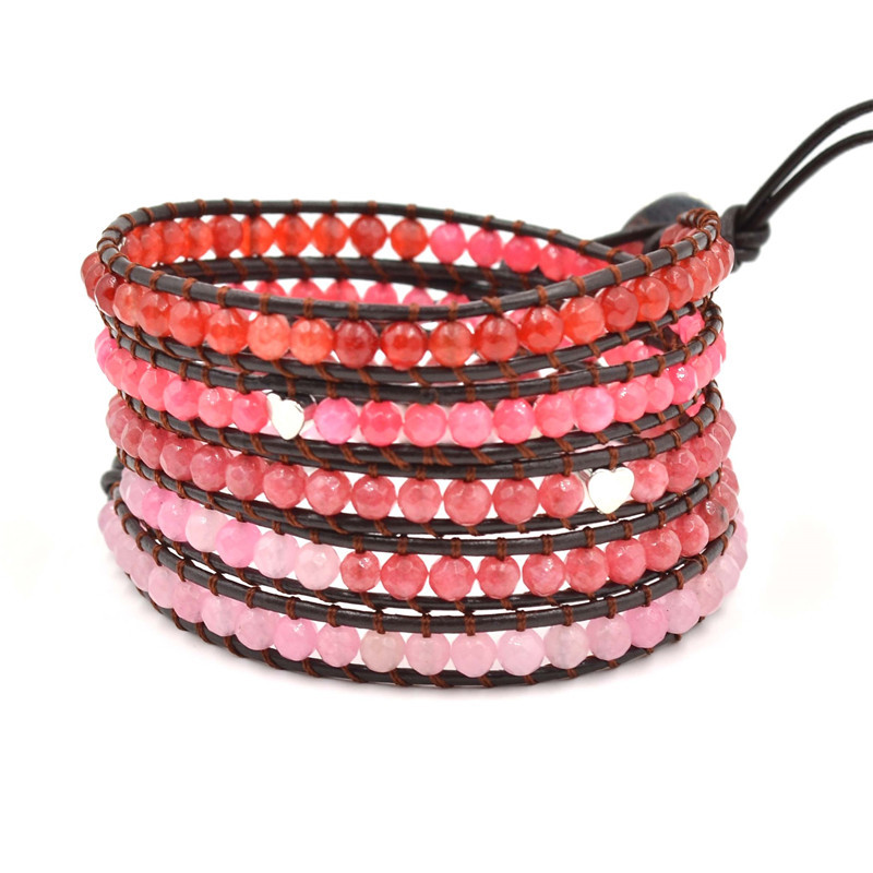 

Female's Multilayer Braided Wrap Strands Bracelets Trendy Colorful Stone Beads Accessories