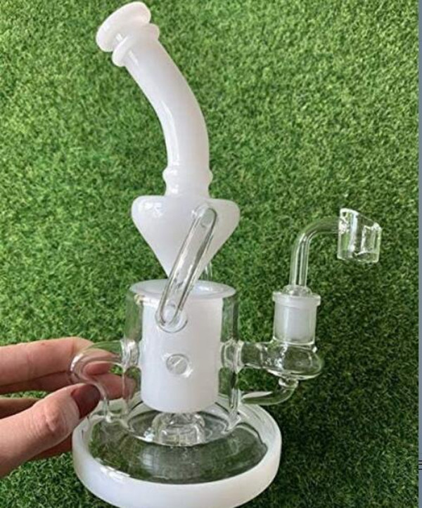 

8.6 inchs Beaker Bong Hookahs Recycler Rigs Smoke Glass Oil Burner Pipe Cigarette Accessory Dab Wax Showerhead Diffuser With 14mm banger