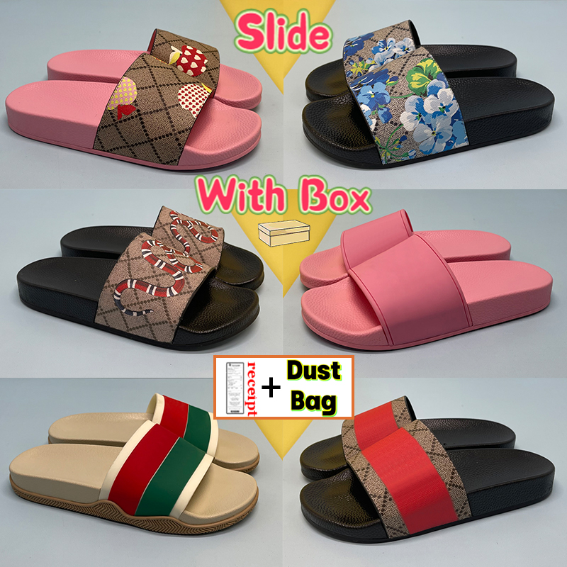 

Men Women Slippers Mens Stripe Beach Slides Matelasse Slide Black Rubber Shoes Pink Strawberry Print Web Summer Canvas Sandals With Box, Bubble wrap packaging