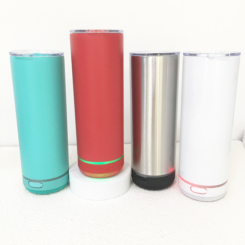 

17oz/18oz Sublimation Speaker Tumbler Stainless Steel Straight Cups Smart Waterproof Portable Double Wall Coffee Mug For Gift