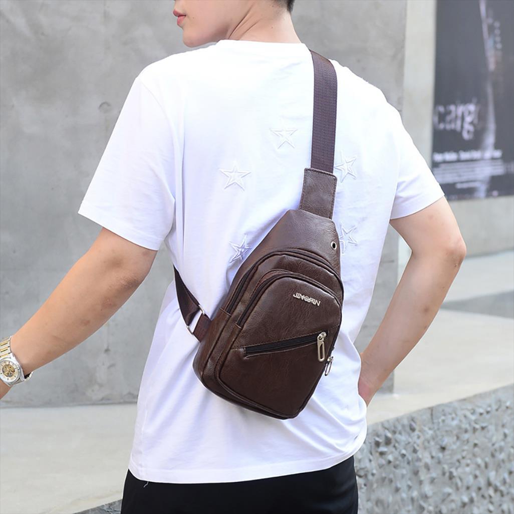 

fashion men casual sports shoulder bag solid color messenger pocket crossbody chest purse bags