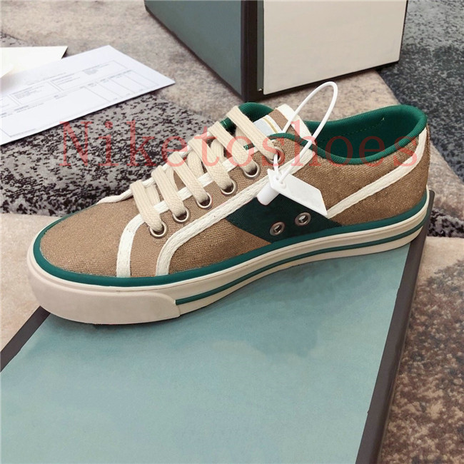 

Tennis 1977 sneakers Green and red Web stripe shoes Italy Embroidered Women Luxurys Designer Sneaker sports Print Men canvas casual shoe, Color 08