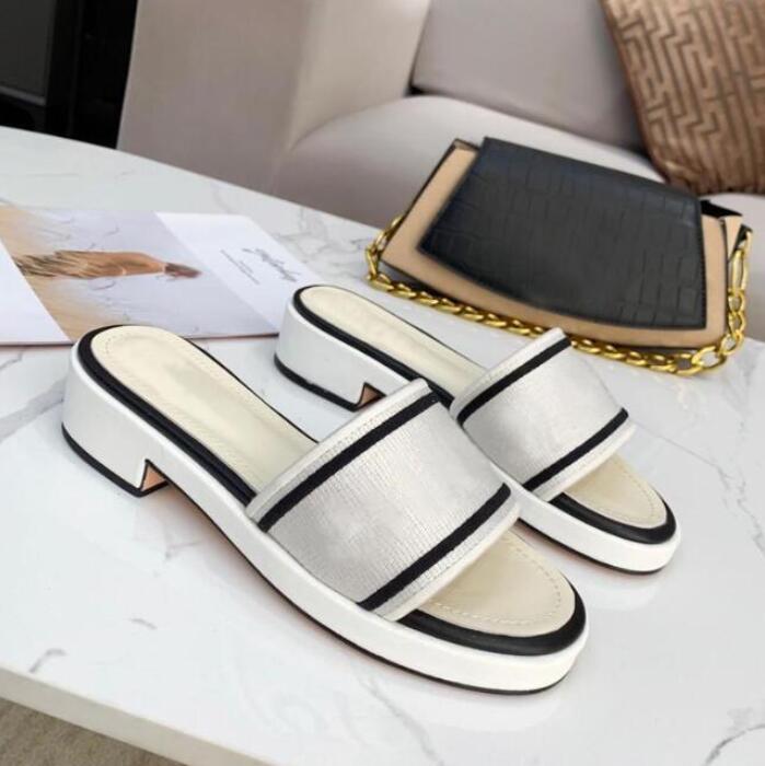 

High Quality Women shoes Designer Mules Slipper Peep Toe Casual Canvas Sandals Summer Outdoor Letter Stylist flip flop Size 35-42, Color4