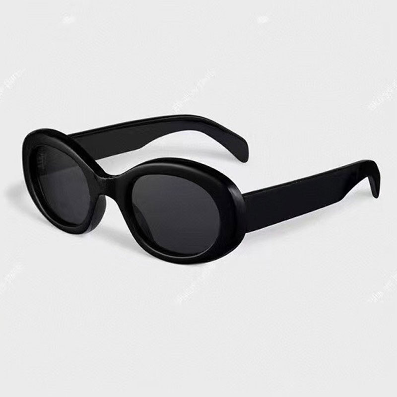 

Lunettes de soleil mode 4S194 sunglasses design cadre ovale minimaliste pur miroir noir voyage style ete protection UV400 qualite superieure transport avec boite