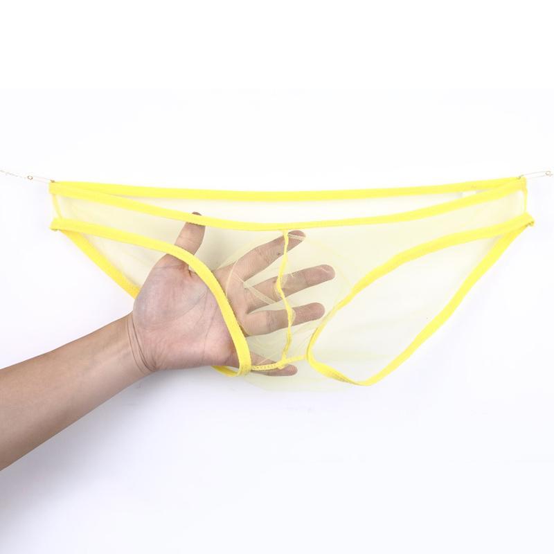 

Underpants Men's Sexy See-through Silk Briefs Mesh Sheer Pouch Stretchy Seamless Panties Bikini Men Underwear Brief, Black