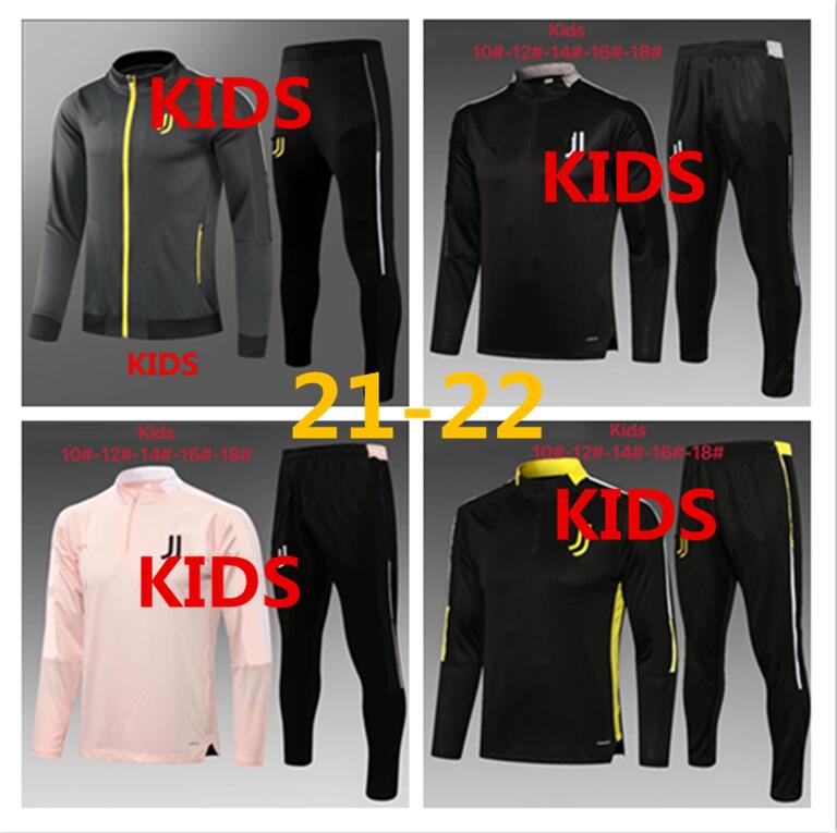 

top 2021 Pink kids Soccer tracksuit jacket sets 21/22 Football training suit sports Jogging wear Survetement child kit, 21/22 juventus tracksuit set