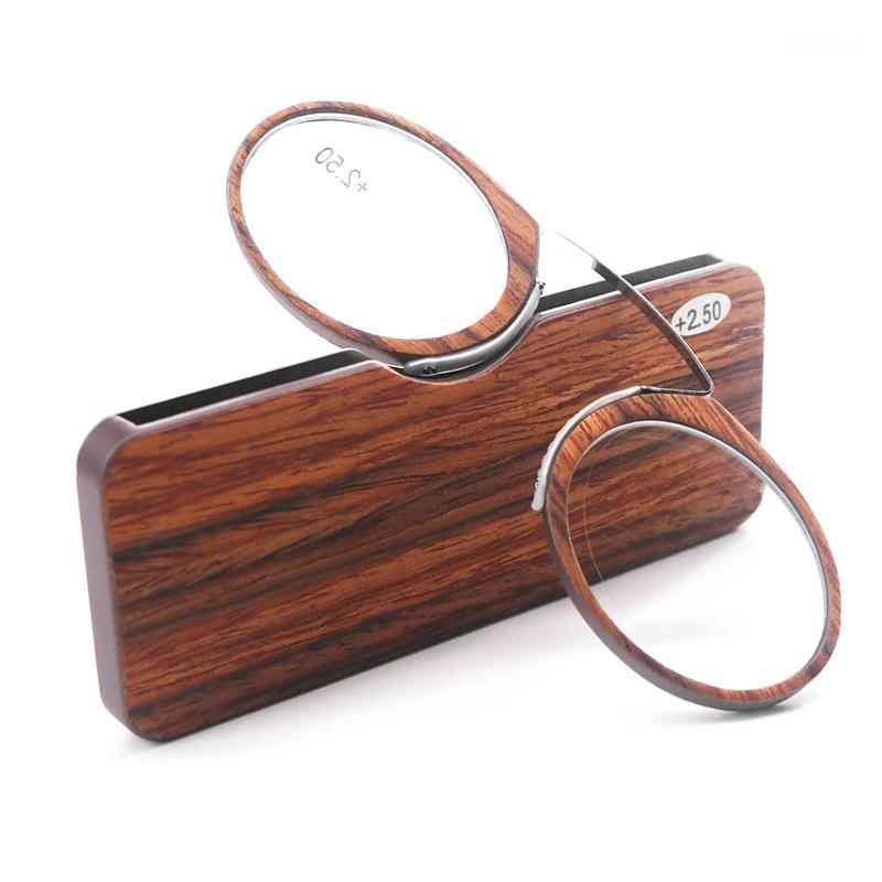 Wood Grain Mini Pocket Reading Glasses Without Arms Nose Clip Portable Presbyopic For Women Men Ultra Light Eyeglasses