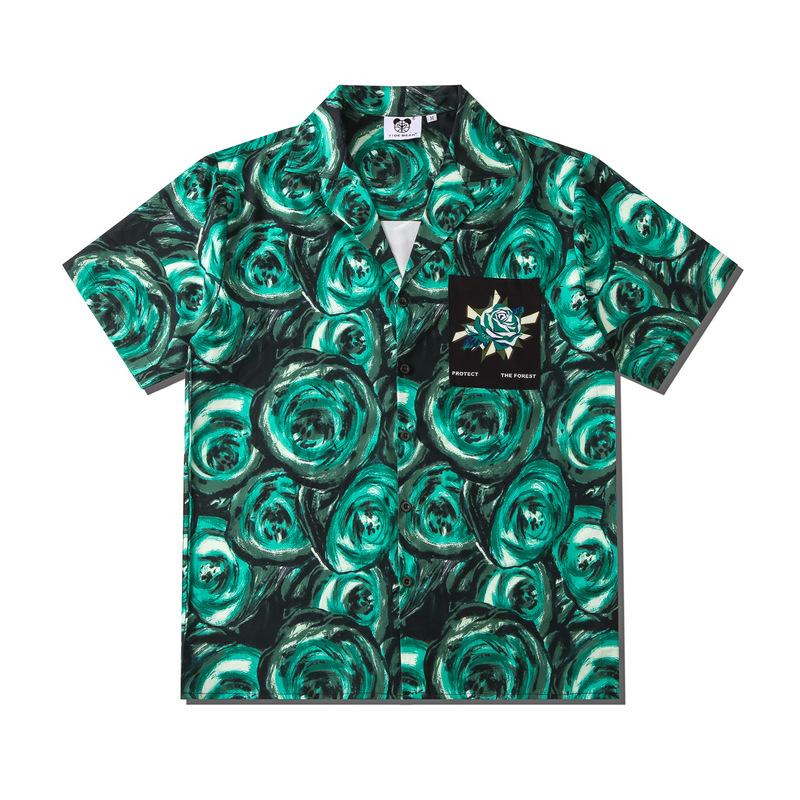 

Men's Casual Shirts Summer Men Rose Flower Print Shirt Lovers Fashion Short Sleeve Cool Thin Loose Hawaiian Beach Harajuku Lapel, Csv01- 625822559289