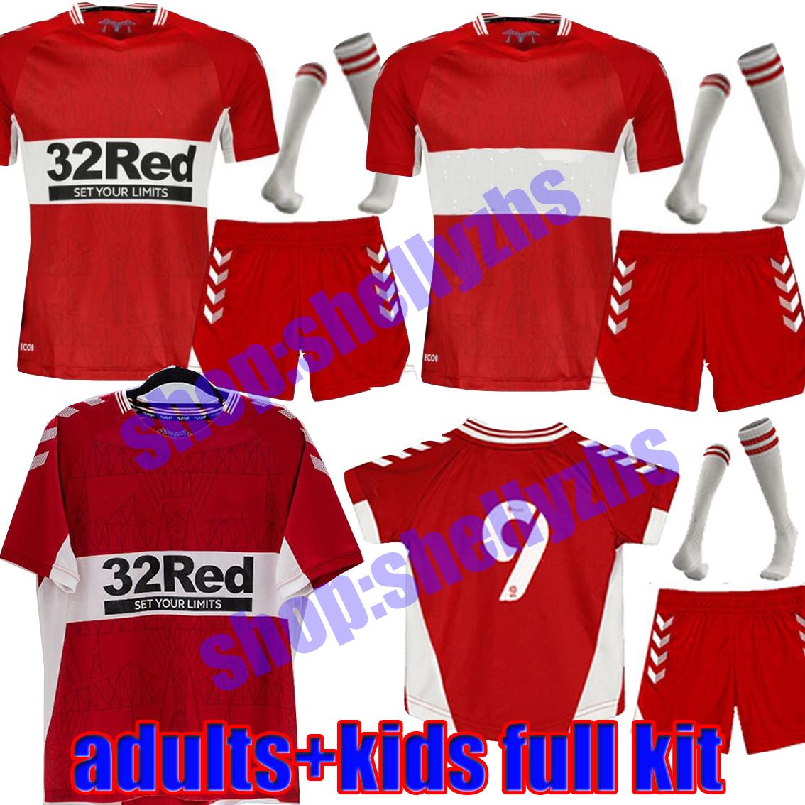 

2021 2022 MIDDLESBROUGH soccer jerseys Ashley Michael Fletcher FLINT WING ASSOMBALONGA AKPOM 21/22 home red Men+Kids Kits sock Full sets football shirts, Image