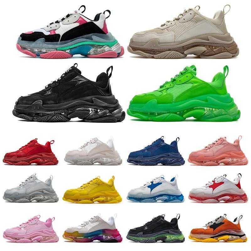

Men Women 17FW Triple S casual shoes Clear Bubble bottom men Sneakers Neon Green black Old Grandpa Trainer chaussures Dad Shoes 36-45