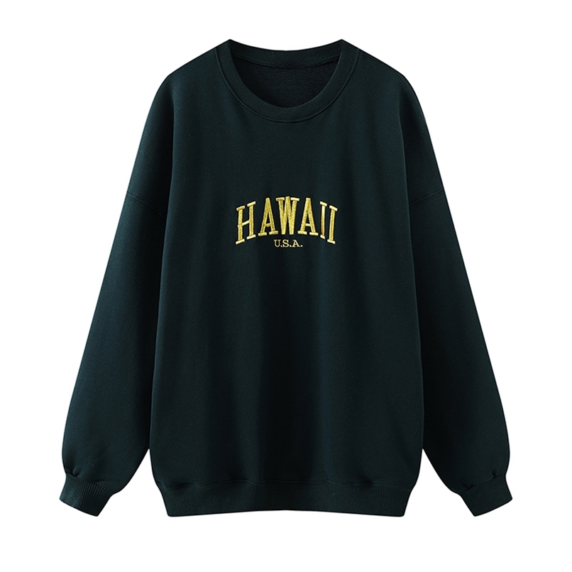 

Oversize girls letter embroidery sweatshirts autumn fashion ladies soft cotton pullovers female casual sweatshirt women 211109, Black