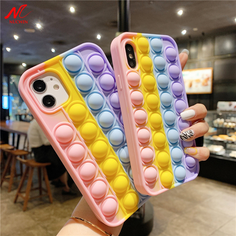 

Phone Case Bubble Case For iPhone 13 12 11 13 Pro Max Mini 7 8 XS XR SE Cover Reliver Stress Fidget Toys Push Bubble Antistress