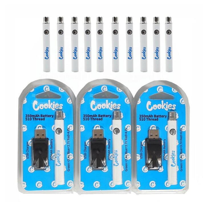 

Cookies Battery Vape Pen Vapes Battery Cookies Batteries Disposable E Cigarette Cartridges 350mah Plastic Box Packaging New Pens Instock