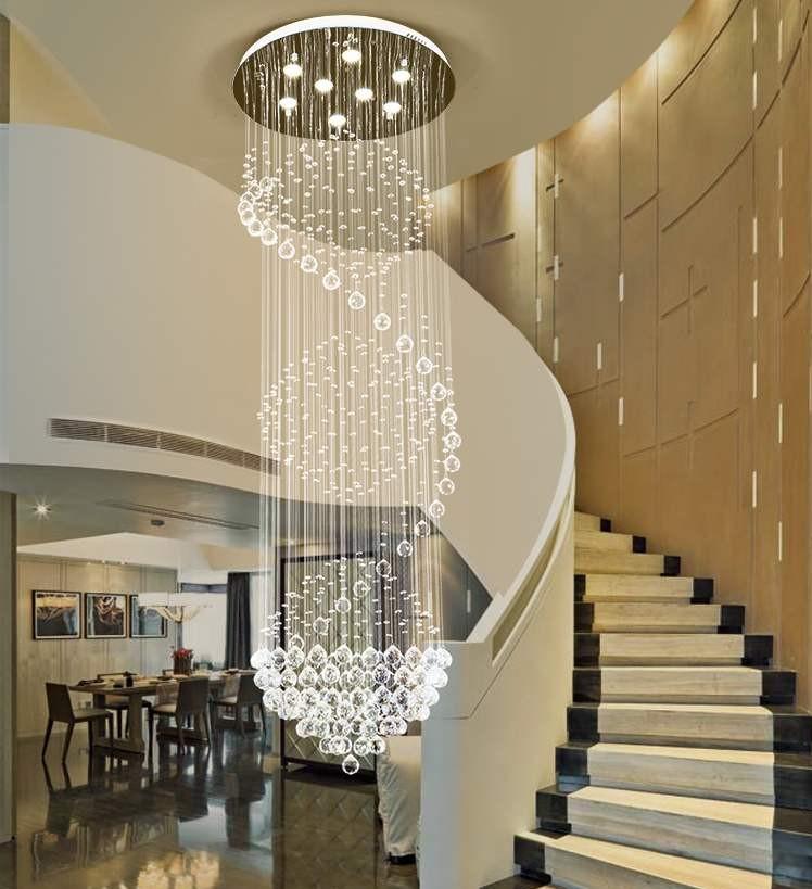 

Chandeliers Long Crystal Chandelier Luxury Lamp Modern Large LED Staircase Light Ball Cristal Lustre Fixtures For Living Room Lobby Stair