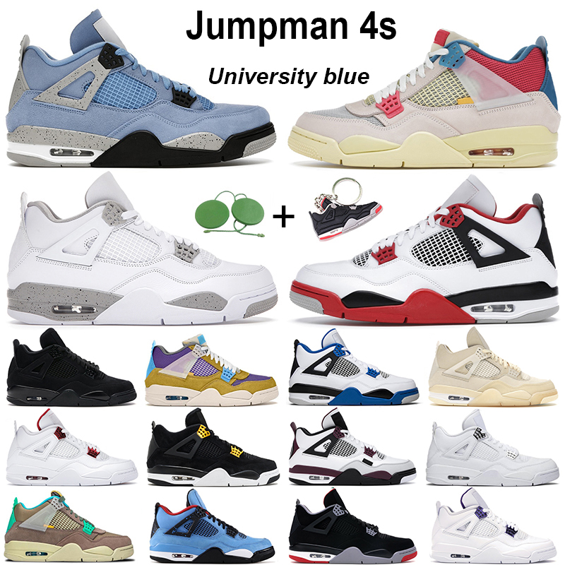 

Mens basketball shoes 4s jumpman 4 University Blue Black Cat Pure Money Bred Guava Ice Metallic Purple Fire red White Oreo men Sports sneakers