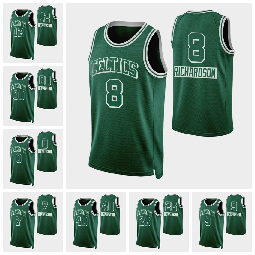 

Basketball Jersey Boston's Celtics's Men Jayson Tatum Jaylen Brown Tacko Fall Brodric Thomas Marcus Smart 75th Anniversary Custom Green Jers, Black;red