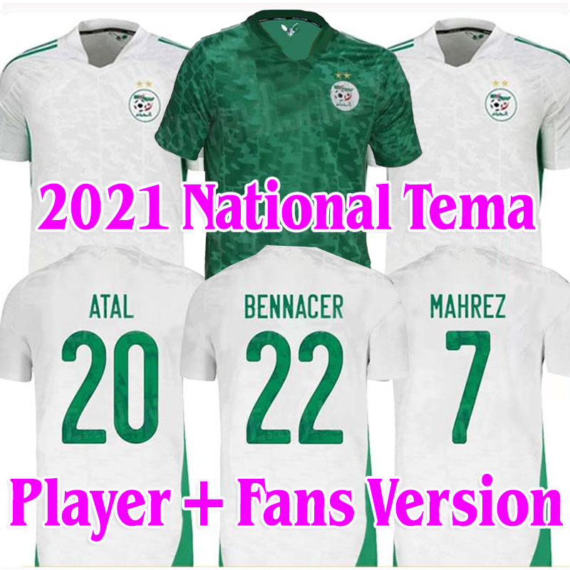 

Fans player version Algerie 2021 home away Soccer Jerseys MAHREZ FEGHOULI BENNACER ATAL 20 21 Algeria football kits shirt men + kids sets ma, Black;yellow