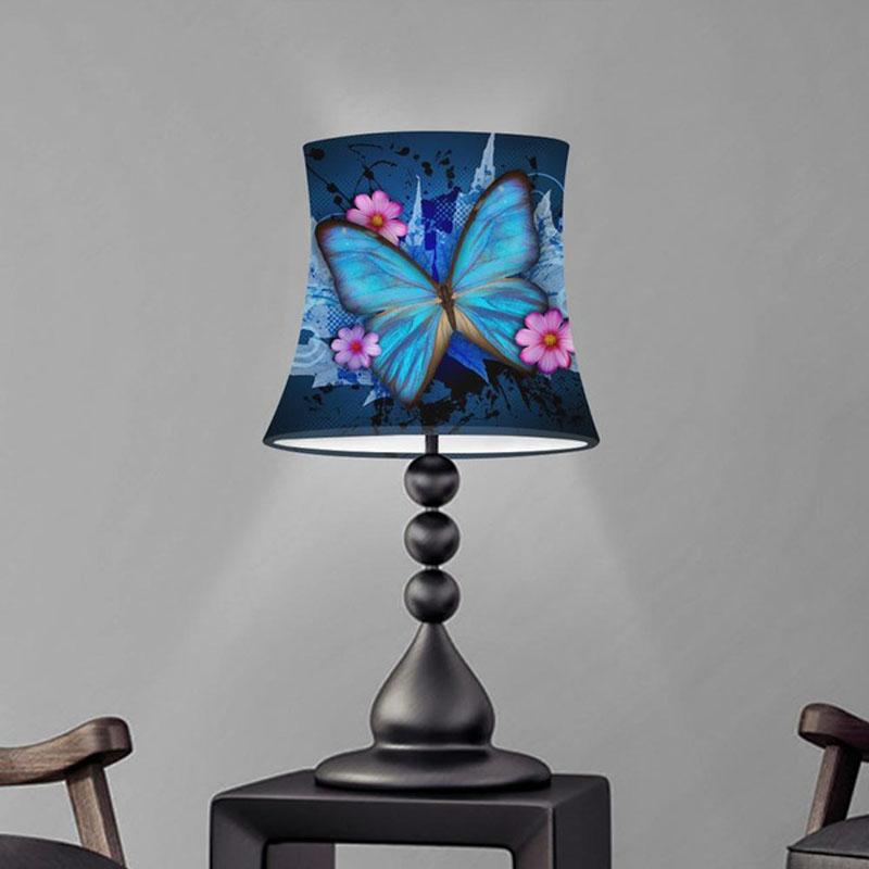 

Lamp Covers & Shades Colorful Butterfly 3D Print Table Shade Cover Elastic Cloth Lampshade For Wall And Floor Light Art Decor