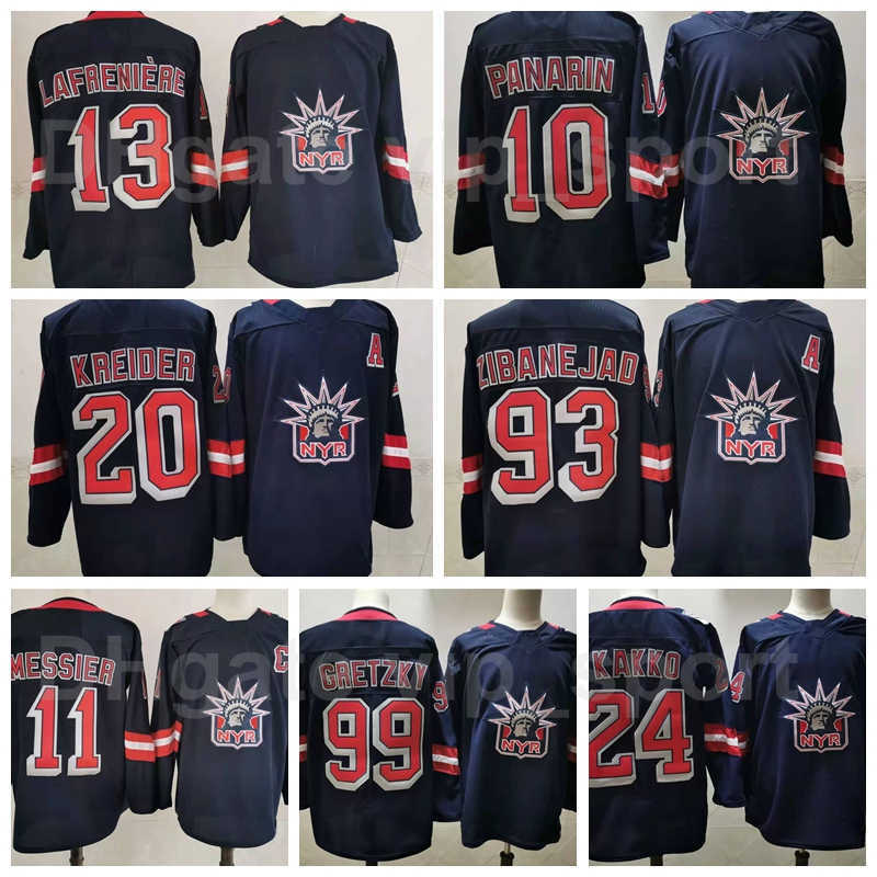 

Reverse Retro Hockey New York Rangers 13 Alexis Lafreniere Jersey 10 Artemi Panarin 93 Mika Zibanejad 24 Kaapo Kakko Stitched Blue White, Blank navy blue