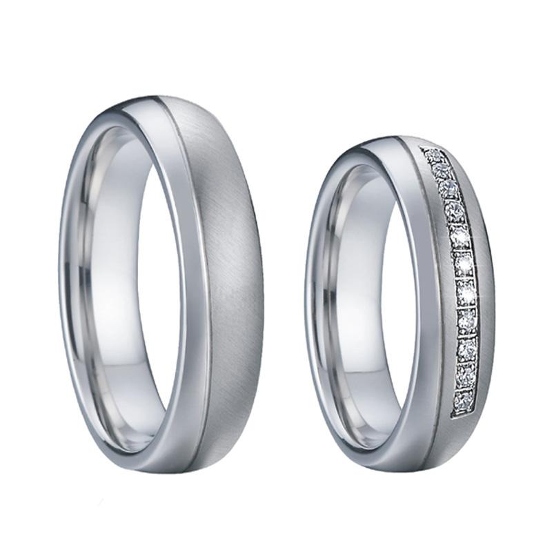 

Cluster Rings Western Love Alliance Silver Color Couple Wedding Set Never Fade Titanium Jewelry Marriage Ring For Men And Women