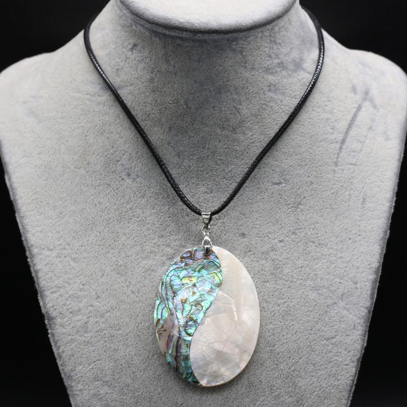 

Pendant Necklaces Charm Style 100% Natural Egg-shaped Pattern Abalone Shell Necklace Men Women Daily Banquet Wear Exquisite Holiday Gifts