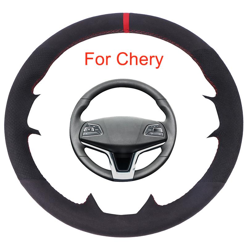 

Steering Wheel Covers Customized Car Cove For Chery Tiggo4 Tiggo 4 5X 2021 DIY Black Suede Leather Braid