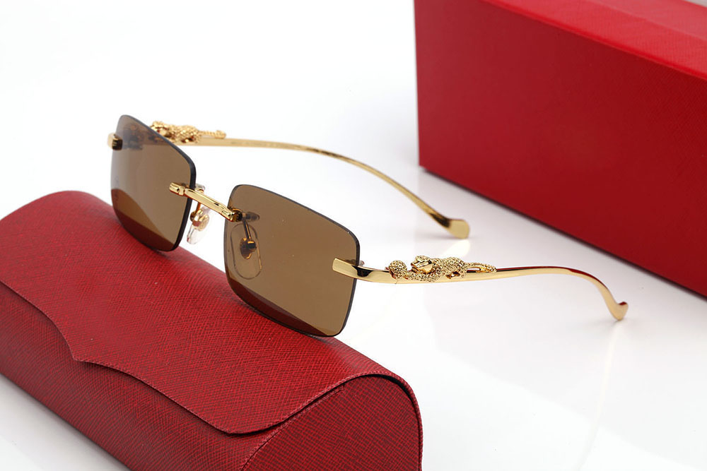 

fashion optical Leopard Customize Gold buffalo horn glasses Full Frame women eyeglasses men Half clear lense Frameless With box Luxury designer Sunglasses