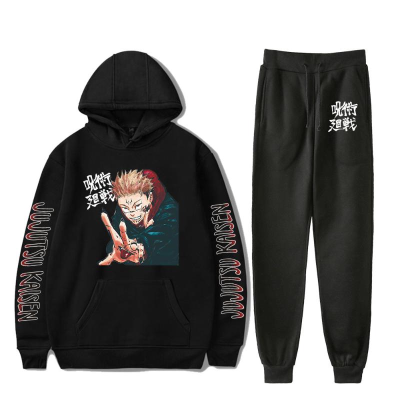 

Men's Hoodies & Sweatshirts 2021 Jujutsu Kaisen Two Piece Set And Sweatpants Men/Womens Autumn Anime Clothes, Black
