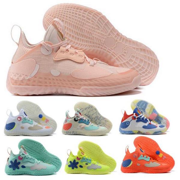 

James Harden Vol. 5 Mens Basketball Shoes Designer Icey Pink Futurenatural Relentless Core Black Clear Mint Nets Solar Volt Weaving Sneaker, Cream