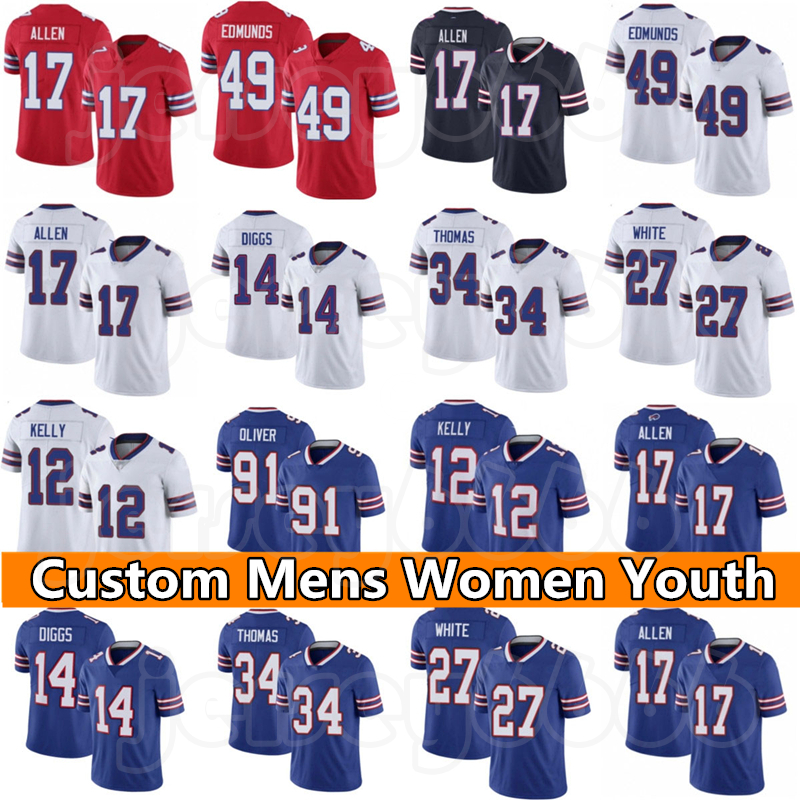 

custom 17 Josh Allen jersey 14 Stefon Diggs jersey Mens Bill Cole Beasley 49 Tremaine Edm Jim Kelly Thurman Tho Marcell Dareus Kyle Williams men Oliver Poyer, Yellow