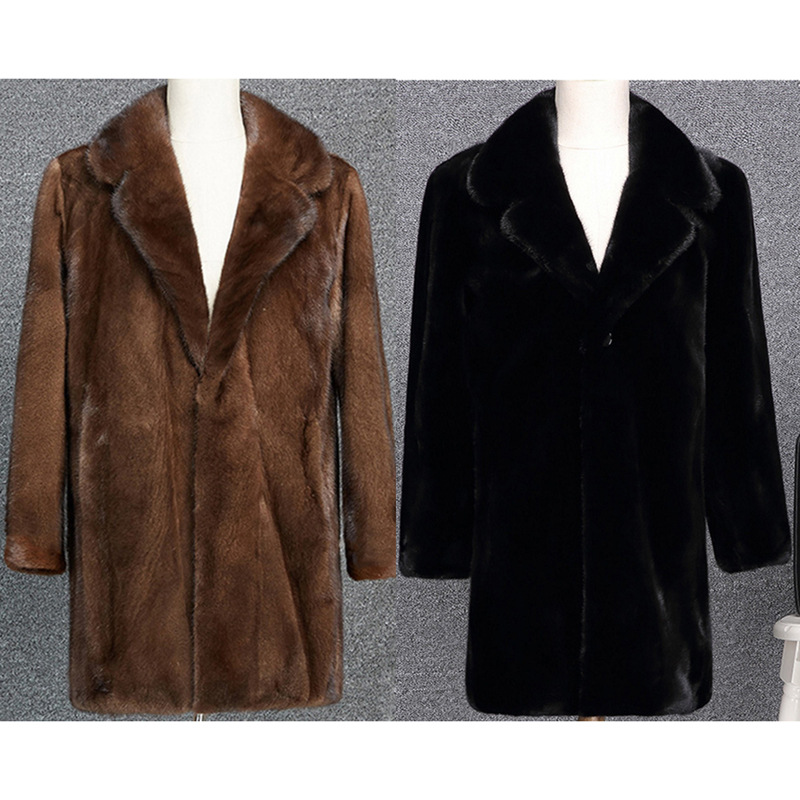 

Autumn and Winter New Imitation Mink Fur Coat Men's Whole Long Fur Plus Size, Black