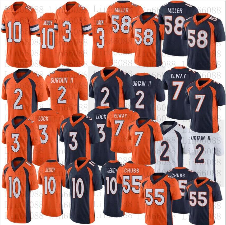 

2021 Men Football 2 Patrick Surtain II 10 Jerry Jeudy 58 Von Miller 55 Bradley Chubb 7 John Elway 3 Drew Lock jersey, Women