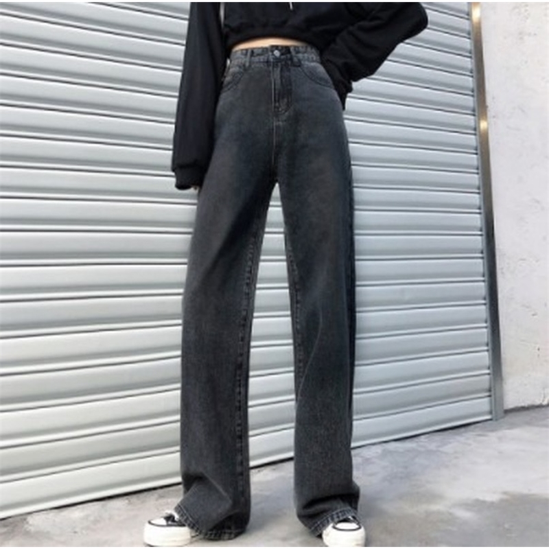 

Vintage Black High Waisted Jeans Women Pants Leisure Loose Wide Leg Streetwear Spring Fashion Boyfriend Baggy 210603