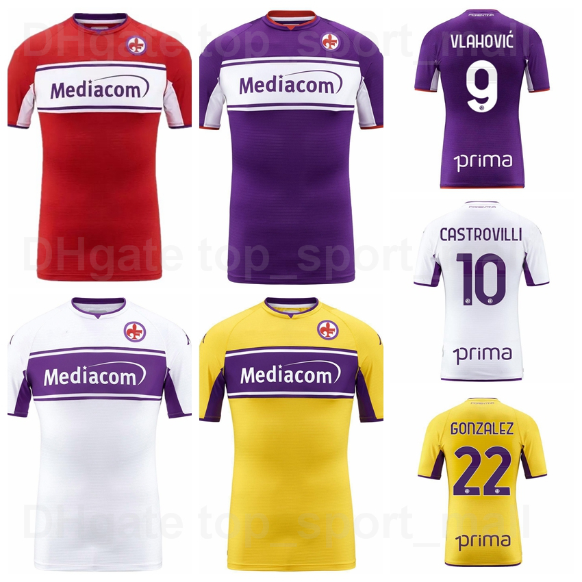 

2021 2022 Fiorentina Soccer Jersey 9 VLAHOVIC 10 CASTROVILLI 3 BIRAGHI 4 MILENKOVIC 22 GONZALEZ 15 PULGAR 5 BONAVENTURA 33 SOTTIL 11 KOUAME Football Shirt Kits, With patch