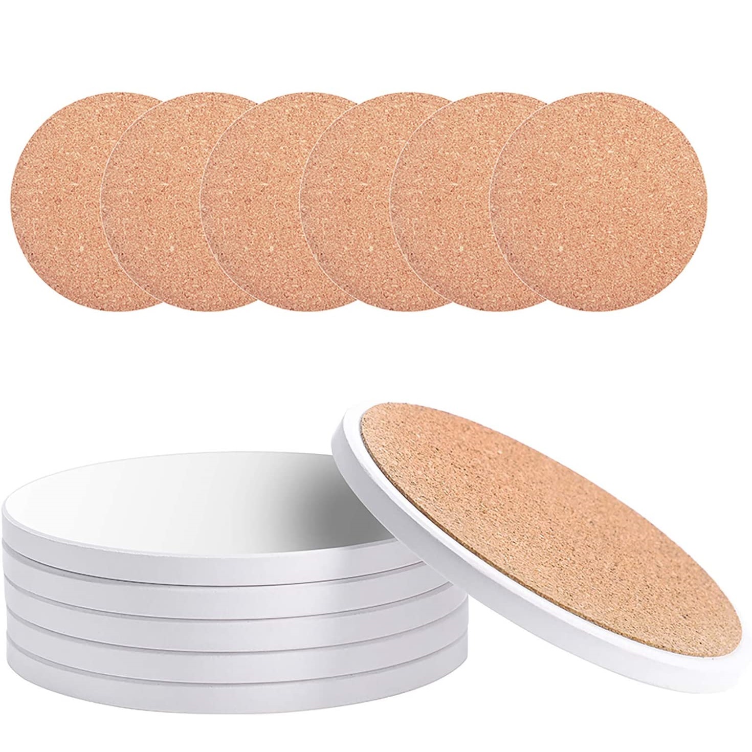

4" ceramics coasters pads sublimation with cork backing blanks white color absorbent