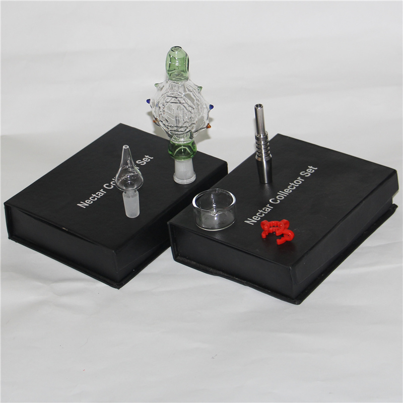 

Nectar Collector Kit Bubbler Smoking Oil Rigs Glass Hookah with 14mm titanium nail silicone nector collectors dab rig water bong