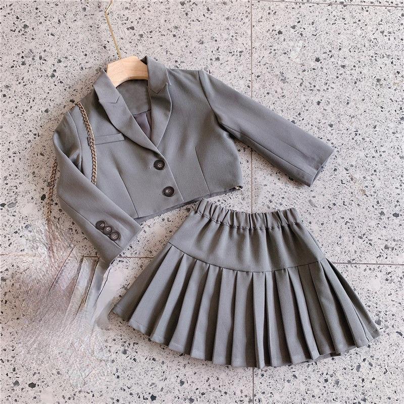 

Clothing Sets Girls' Small Suit Jacket + Pleated Skirt Two-piece Children's Wear 2022 Spring College Style Girl Girls Clothes, White