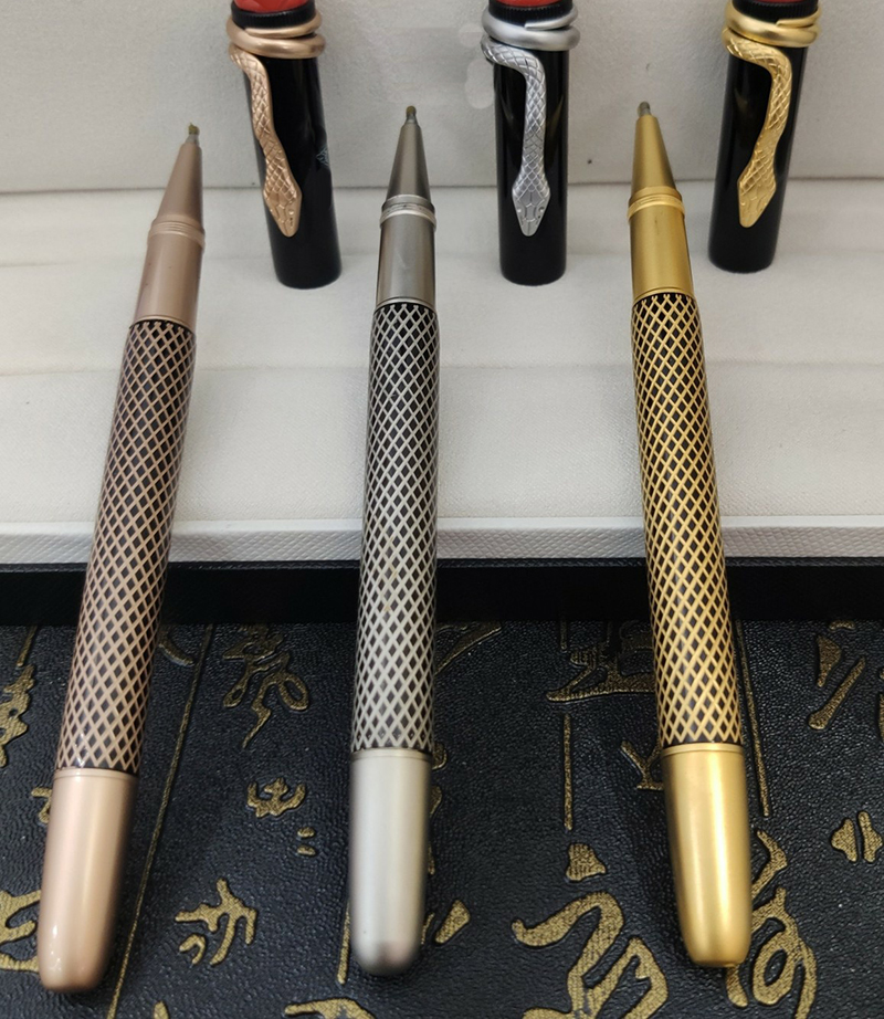 

YAMALANG Classical Luxury Pen 110th anniversary Inheritance seriess matte grid matel rollerball-pen luxurys writing pens with snake clip