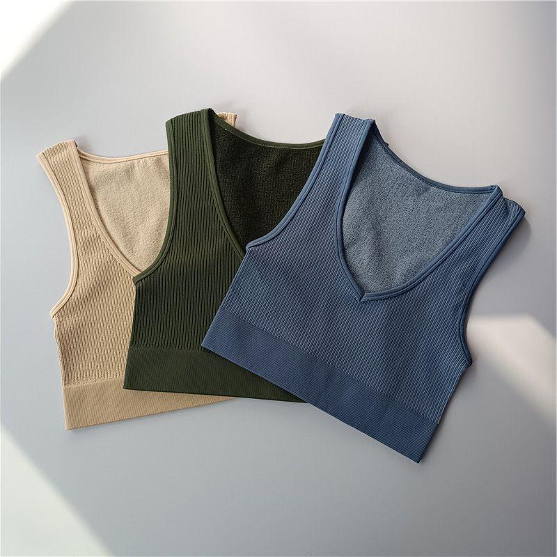 

Yoga Outfit Seamless Women Gym Sports Vest Fitness Running Outdoor Wear Solid Color Knitted Off Shoulder Top